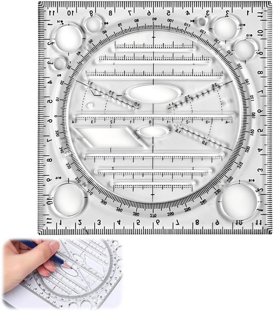 Geometrische Multifunktionsschablone 12 Cm – Grafikschablone Für Die Schule – Flexible Geometrische Kreisschablone