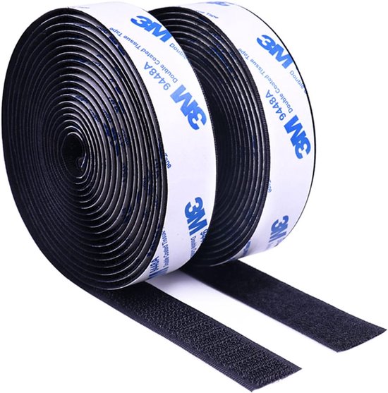 Starkes, Selbstklebendes Klettband Für Auto, Schule Und Zuhause – 2 Cm X 3 M (2 Rollen) Mit Extra Starker Haftung.