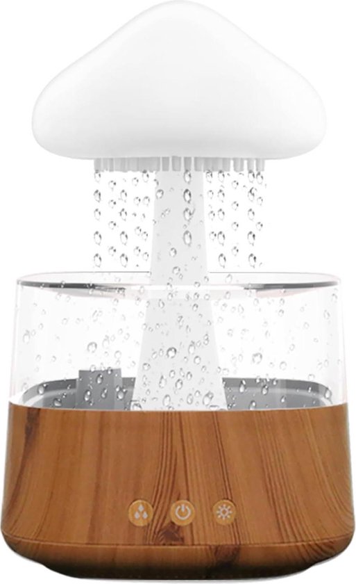 Luftbefeuchter 450 Ml，3 Nebel-/regenmodi，7 Nachtlichtmodi，luftbefeuchter In Holzoptik