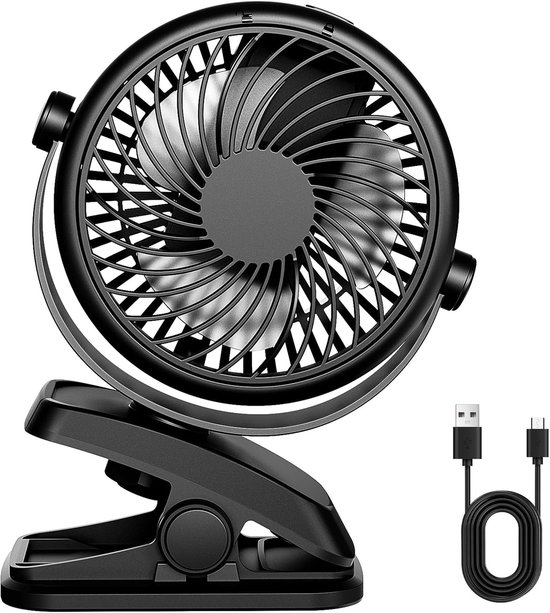 Mini-usb-ventilator，geräuschloser Clip，tischventilator Mit Akku，3 Geschwindigkeitsstufen，360° Drehbar，kinderwagen Und Camping