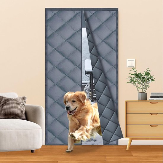 Magnetischer Isoliervorhang Für Türen，winterdecke/isolierabdeckung (vorhangmaße: 90 X 210 Cm)，selbstschließende Winterisolierung (grau)
