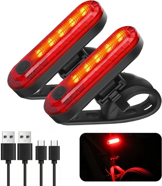 2er-pack Superhelle, Per Usb Aufladbare Led-rücklichter. Geeignet Für Fahrradhelme, Rucksäcke Und Als Sicherheitswarnung. 4 Leuchtmodi.