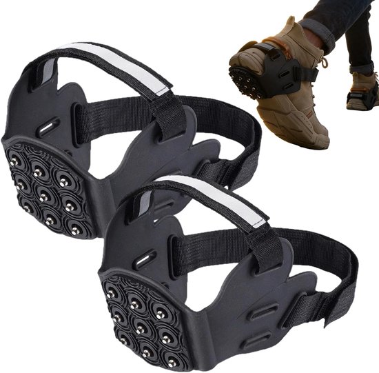 Paar Rutschfeste Überschuhe，steigeisen Für Schnee Und Eis，9 Metallstollen Und Schneestiefel，rutschfeste Griffe Zum Wandern，klettern Und Laufen