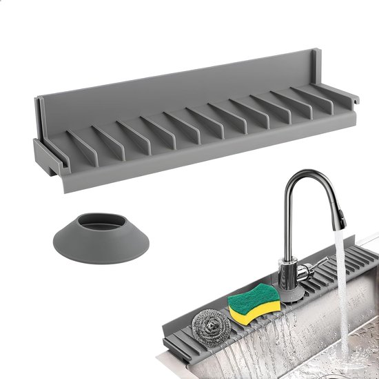 Abtropfmatte Für Das Spülbecken, Silikon-tropfmatte Für Den Wasserhahn, Rutschfeste Silikon-spülmatte Mit Erhöhtem Rand Und Abgewinkeltem Abfluss, Abflussschutzmatte