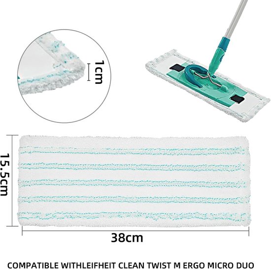 3 Stück，ersatz-mikrofaser-wischmopptücher，nachfüllpackung Für Bodenwischer，passend Für Leifheit Clean Twist M，38 X 15,5 Cm