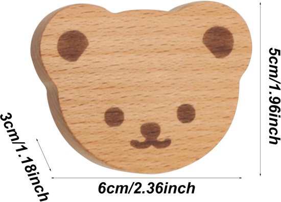 4 Stück，holzgriffe In Bärenform，mädchenkleiderschränke，inklusive Schrauben，5 X 6 Cm