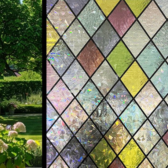 Sichtschutzfolie In Buntglasoptik Für Glasfenster，für Zuhause Und Schlafzimmer，45 X 200 Cm