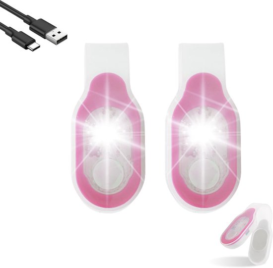 2er-set Nachtlichter Mit Clip，usb-aufladbar，3 Helligkeitsstufen，geeignet Für Nachtschichten，joggen Und Camping，pink