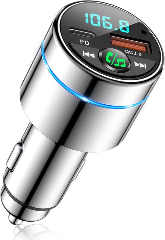 Fm-bluetooth-5.3-transmitter，vollmetall-autoradio Mit Bluetooth，schnellladegerät Pd30w Typ C + Qc3.0，bluetooth-autoradioadapter