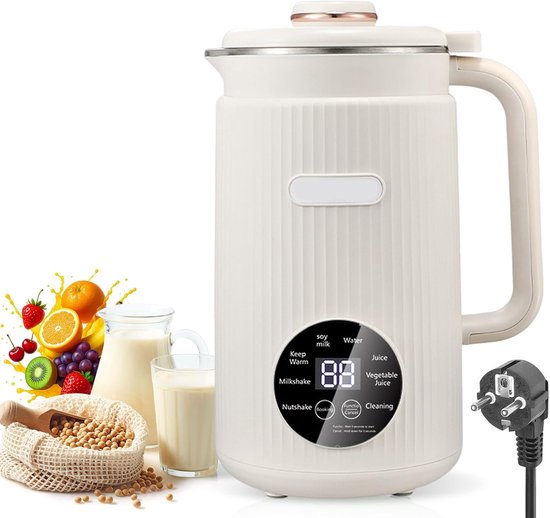 Nussmilchbereiter，1200 Ml，automatische Selbstreinigung，8-in-1，mit Timer，geeignet Für Hafermilch，sojamilch Und Fruchtsaft，weiß