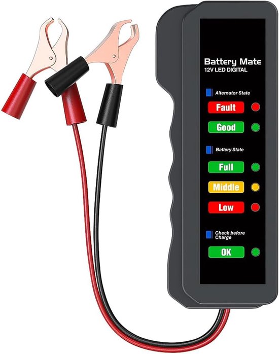 1 Stück 12-v-autobatterietester，lichtmaschinentester，analysator Zur Überprüfung Von Lichtmaschine Und Batterieladesystem，led-anzeige