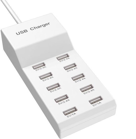 Usb-wandladegerät, Usb-ladestation Für Mehrere Geräte, 10-port-usb-ladegerät, Steckdosenleiste, Intelligente Steckdosenbasis.