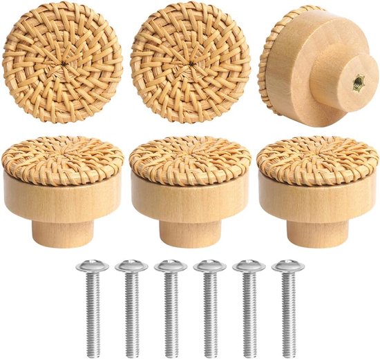 Stück Möbelknöpfe Aus Rattanholz，türknöpfe Für Schränke，40 Mm Schubladenknöpfe，für Die Inneneinrichtung