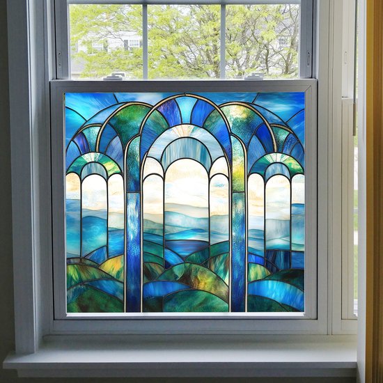 Selbstklebende Fensterfolie In Regenbogenfarben，statisch Haftende Vinyl-fensterfolie Für Mehr Privatsphäre，50 X 59 Cm