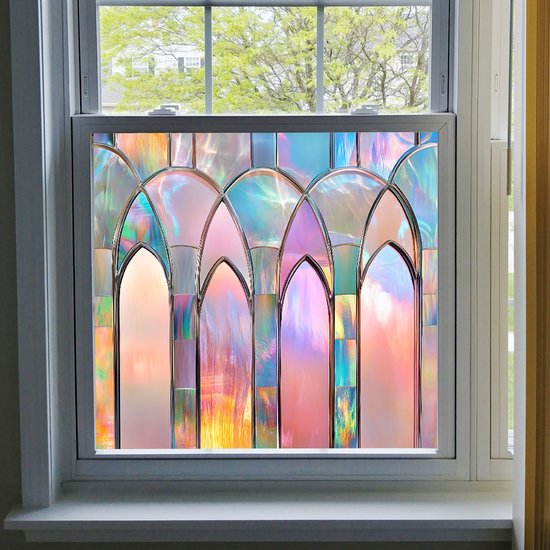 Selbstklebende Fensterfolie In Regenbogenfarben，statisch Haftende Vinyl-fensterfolie Für Mehr Privatsphäre，50 X 50 Cm