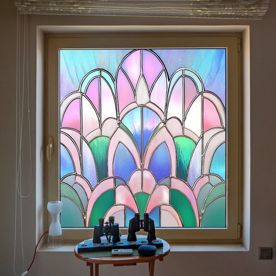 Selbstklebende Fensterfolie In Regenbogenfarben，statisch Haftende Vinyl-fensterfolie Für Mehr Privatsphäre，50 X 52 Cm