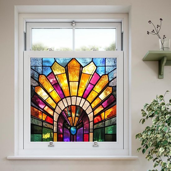 Selbstklebende Fensterfolie In Regenbogenfarben，statisch Haftende Vinyl-fensterfolie Für Mehr Privatsphäre，50 X 71 Cm
