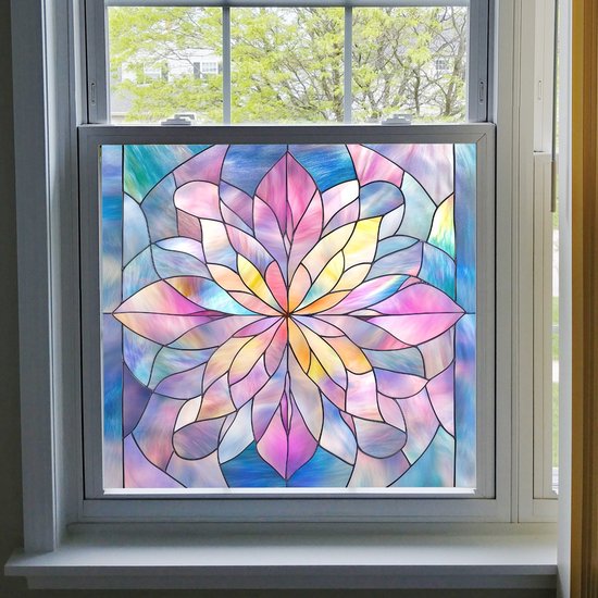 Selbstklebende Fensterfolie In Regenbogenfarben，statisch Haftende Vinyl-fensterfolie Für Mehr Privatsphäre，50 X 53 Cm