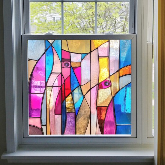 Selbstklebende Fensterfolie In Regenbogenfarben，statisch Haftende Vinyl-fensterfolie Für Mehr Privatsphäre，50 X 68 Cm