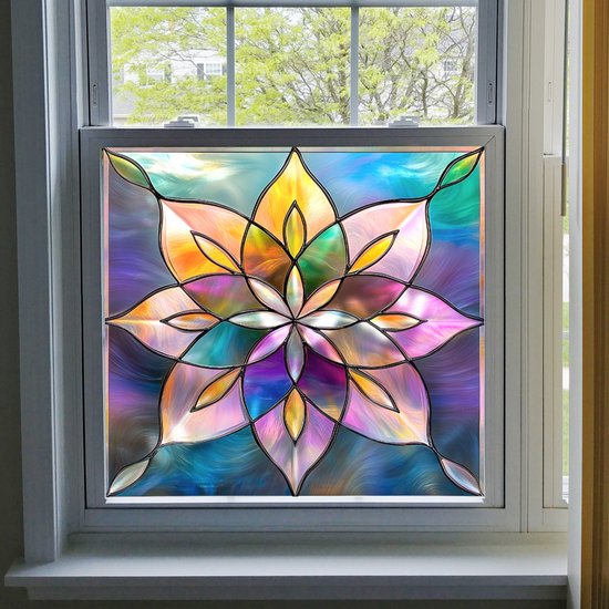 Selbstklebende Fensterfolie In Regenbogenfarben，statisch Haftende Vinyl-fensterfolie Für Mehr Privatsphäre，50 X 54 Cm