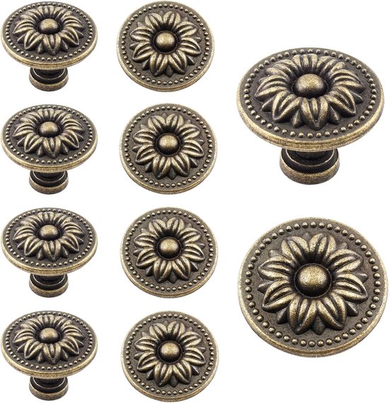 10 Stück Runde Schubladengriffe In Antikbronze，30 Mm，vintage-schrankgriffe，runde Schrankgriffe Aus Aluminiumprofil Mit Einem Loch Und Schrauben