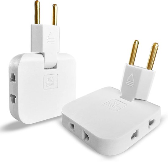 Steckdosenleiste – 2-teilig – Extra Flach – 3 Steckdosen – 180° Drehbarer Anschluss – 16 A/250 V