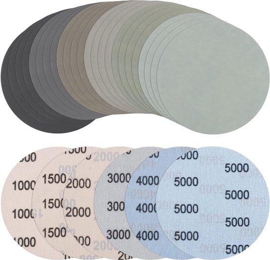 Dieses 24-teilige Set Aus 125-mm-klett-schleifscheiben Ist In Den Körnungen 1000/1500/2000/3000/4000/5000 Erhältlich. Sie Können An Den Schienen