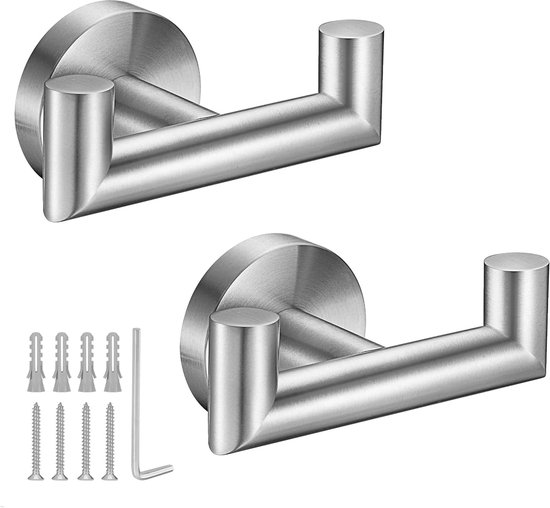 Handtuchhaken Für Bad Und Küche，gebürsteter Nickel-handtuchhaken，kleiderhaken Aus Edelstahl，schwämmen Und Kleidung，2er-pack
