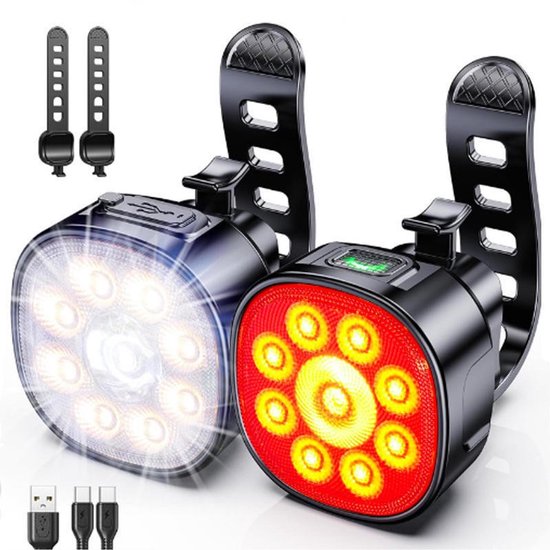 Fahrradlicht, [usb-aufladbar] Superhelles Led-fahrradlicht, Geeignet Für Vorder- Und Rücklicht, Wasserdicht, Ideal Für Nachtfahrten