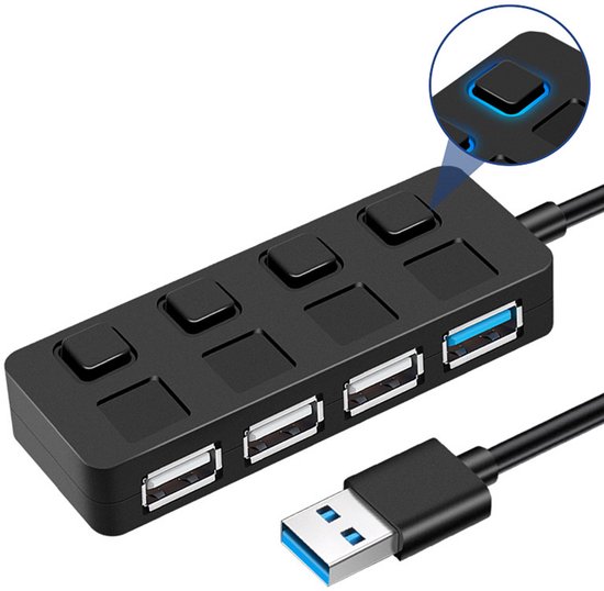 Usb-3.0-hub Mit Vier Ports Und Unabhängigen Schaltern，hohe Übertragungsgeschwindigkeit Von 480 Mbit/s，usb-sticks Und Mehr