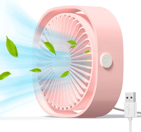 Mini-usb-tischventilator，nur Usb-anschluss (keine Batterie Erforderlich)，3 Geschwindigkeitsstufen，360° Drehbar Für Zuhause Und Unterwegs，pink