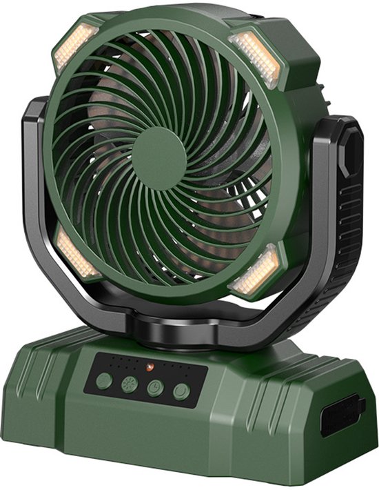 Campingventilator Mit Usb-anschluss，10000 Mah，tragbarer Ventilator Mit Fernbedienung，4 Timern，4 Geschwindigkeitsstufen，3 Led-lichtmodi
