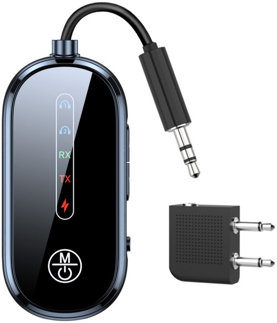 Bluetooth 5.4 Adapter Für Flugzeug/tv，2-in-1 Bluetooth-flugzeugadapter，3,5-mm-aux-transmitter，unterstützt 2 Airpods，bluetooth-splitter