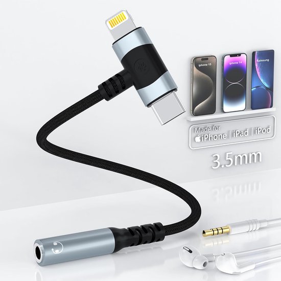 2-in-1-aux-adapter – Lightning- Und Usb-c-auf-3,5-mm-audioadapter – Geeignet Für Iphone 15, 14, 13, 12, 11, X Und Ipad
