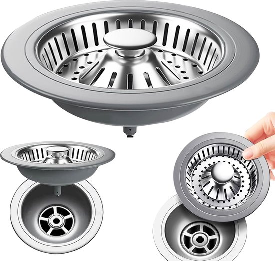2 Stück Spülbeckenstöpsel，pop-up-spülbeckenstöpsel，3-in-1-abflussstopper，edelstahl-abflussstopfen