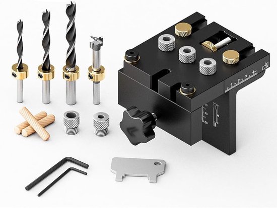 6/8/10/15-mm-positionierungsschablonen-set，3-in-1-führungshilfe-set，verstellbare Holzbearbeitungs-bohrschablone Mit Körnerclip