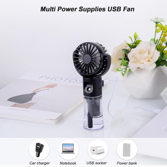 Tragbarer Handventilator Mit Sprühnebel，tragbarer Ventilator Mit 4 Geschwindigkeitsstufen，usb-aufladbar，als Accessoire (schwarz)