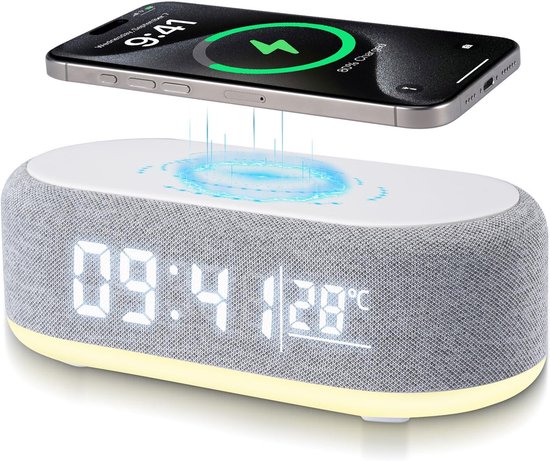 4-in-1 Digitaler Wecker – Kabelloses Ladegerät – Intelligenter Wecker Mit Licht- Und Temperaturanzeige, Einstellbare Helligkeit