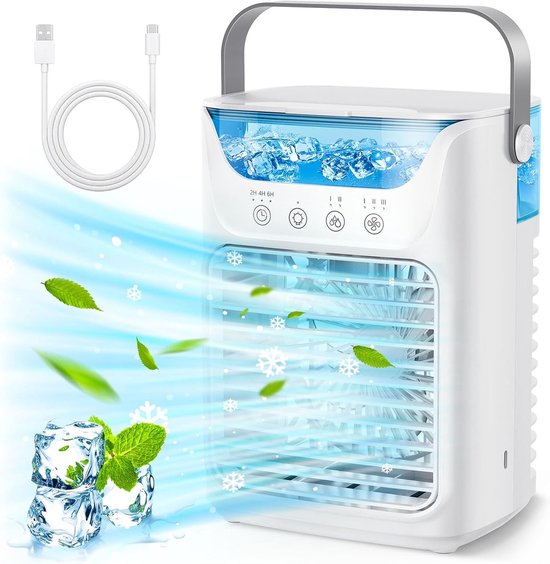 Klimaanlage Und Ventilator In Einem，tragbare Klimaanlage，luftbefeuchter Und Tischventilator (4-in-1) Mit 700 Ml Wassertank，2 Kaltnebelstufen