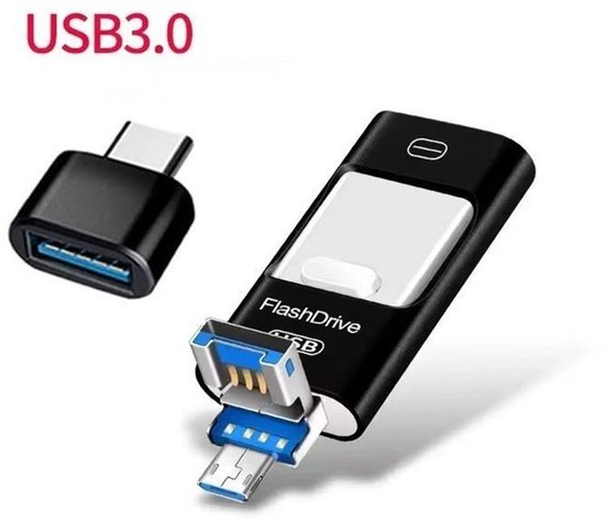 4-in-1 Usb-stick – Multi-schnittstellen-design, Geeignet Für Mobiltelefone, Tablets Und Computer – 128 Gb Tragbarer Speicher (schwarz)