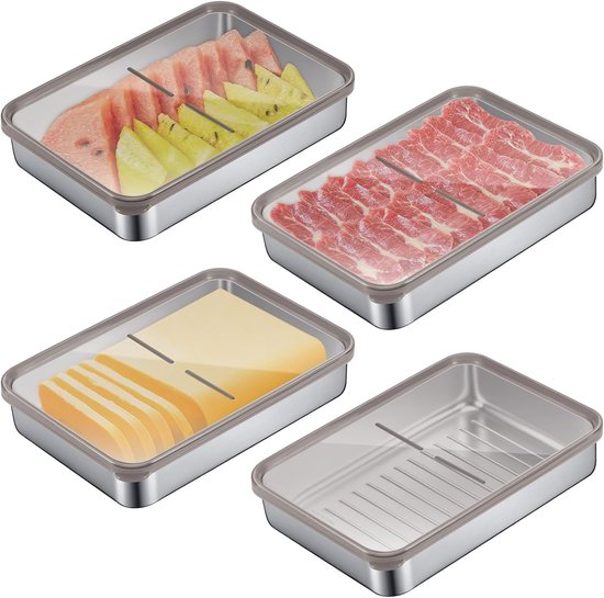 4-teiliges Set Aus Edelstahl-vorratsdosen Mit Deckel，800 Ml Wiederverwendbare Vorratsdosen
