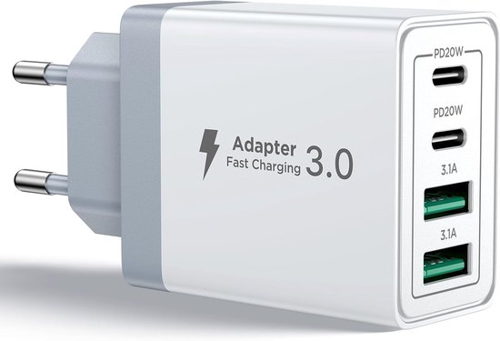 Usb-c-ladegerät, 40-w-schnellladegerät Mit 4 Anschlüssen, Pd+qc-adapter (3,1 A), Geeignet Für Iphone 17 Bis Se, Ipad Und Samsung Galaxy