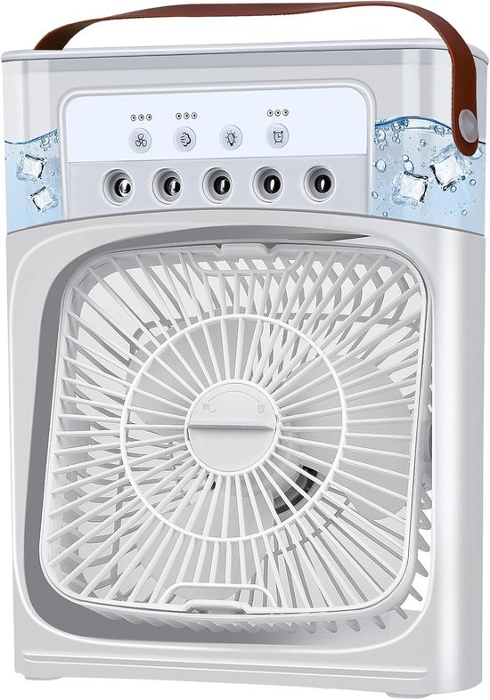 Mobile Klimaanlage，5-in-1-klimaanlage，7 Leds，3-stufiger Luftbefeuchter，wassergekühlter Ventilator，für Küche Und Büro
