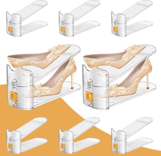 Schuhregal-set Für Den Kleiderschrank，stapelbarer Schuhorganizer Mit Zwei Ebenen，das Den Kleiderschrank Um 50 % Aufräumt，8-teiliges Set