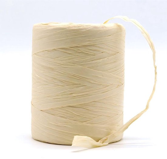 200 Meter Naturraffia-spule，geeignet Zum Verpacken Von Geschenken，für Diy-projekte Und Dekorationen，crescent White
