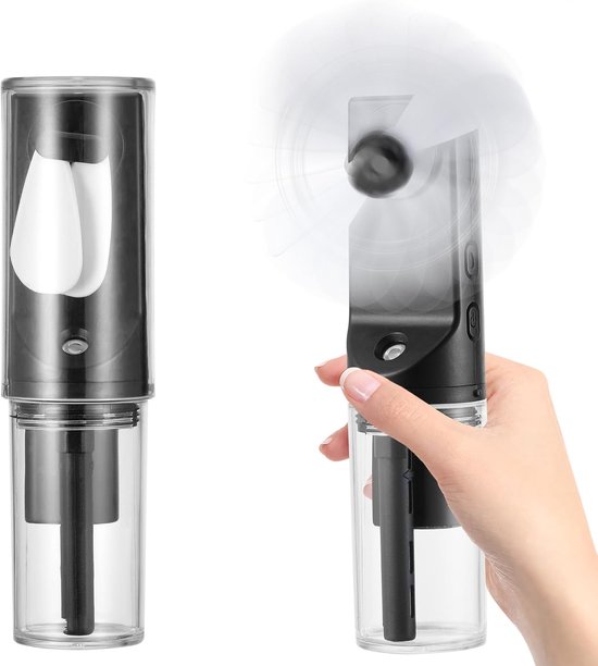 Handventilator Mit Wasserfunktion，mini-handventilator，kleiner Ventilator Mit 4 Helligkeitsstufen Und Wassersprühfunktion Für Reisen，schwarz