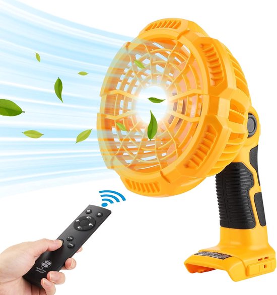 Dewalt 18v Li-ionen-tragbarer Outdoor-campingventilator Mit Led-beleuchtung，4-stunden-timer，usb-ladefunktion，leiser Tischventilator