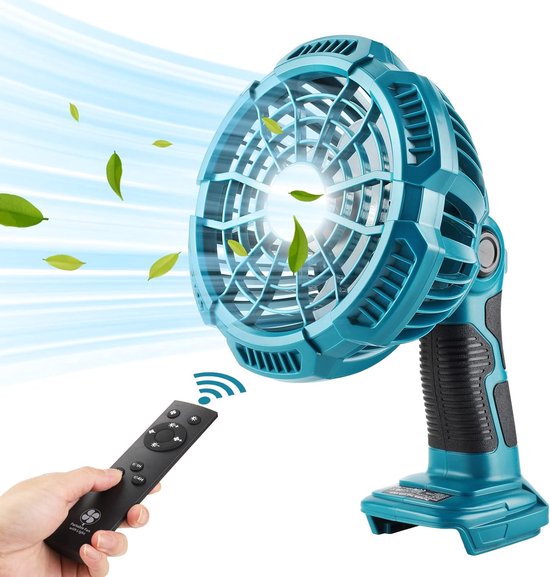Makita 18v Li-ionen-akku-tischventilator Mit Beleuchtung，per Usb Aufladbarer Ventilator Mit Fernbedienung，4-stunden-timer