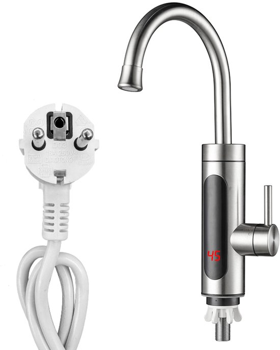 Elektrischer Wasserhahn Mit Integriertem Wassererhitzer，küchenarmatur 220 V 3000 W，360°-led-temperaturanzeige