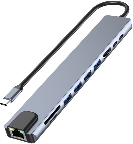 10-in-1 Usb-c Dockingstation – 4k Hdmi, Rj45, Sd/tf, Usb 3.0/2.0, 100 W Pd, Lan-dongle, Geeignet Für Macbook, Ipad, Xps